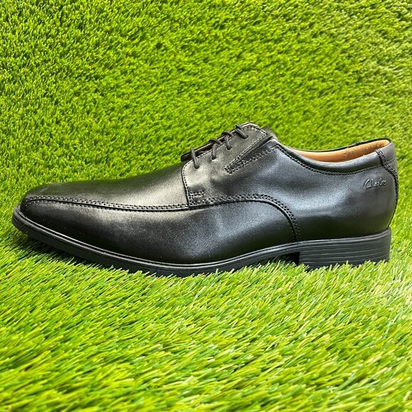 Clarks Tilden Walk Mens Size 12 Black Classic Leather Lace Up Oxford Shoes